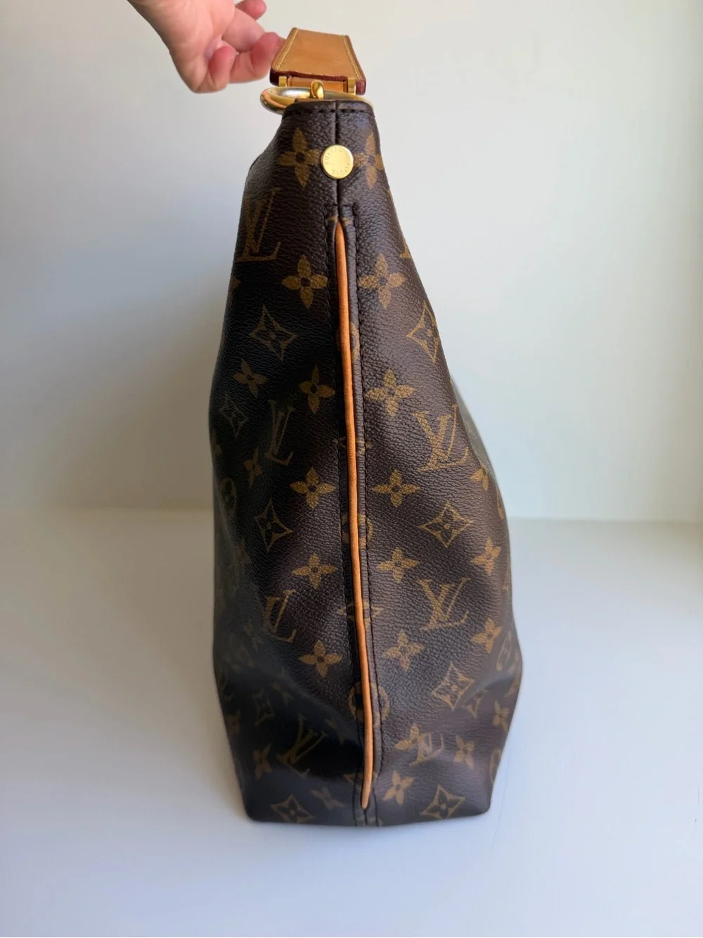 Authentic Louis Vuitton Sully MM Monogram Canvas & Leather Shoulder Handbag